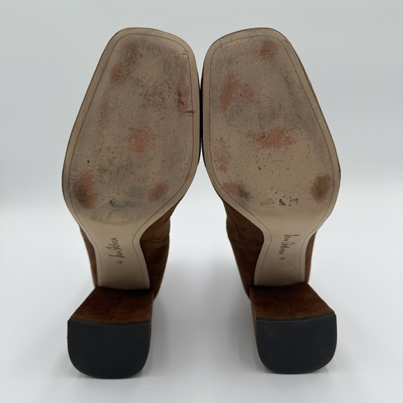 Sam Edelman Chara Brown Suede Ankle Boots Womens Size 10 Square Toe Pull On - Picture 9 of 10